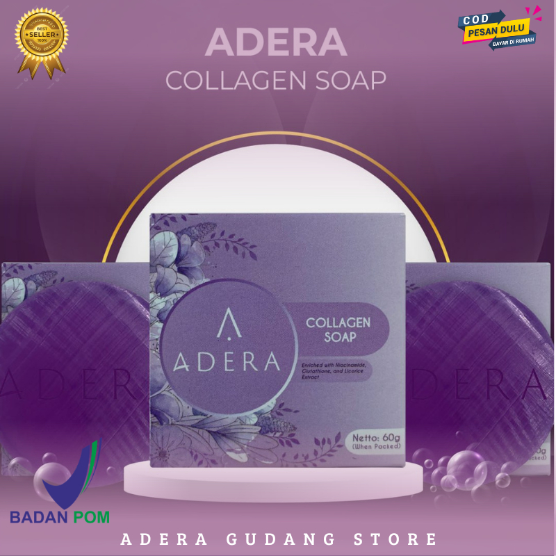 ADERA COLLAGEN SOAP Paket Sabun Pembersih Wajah Pria Wanita Sabun Pemutih Badan Sabun Kolagen