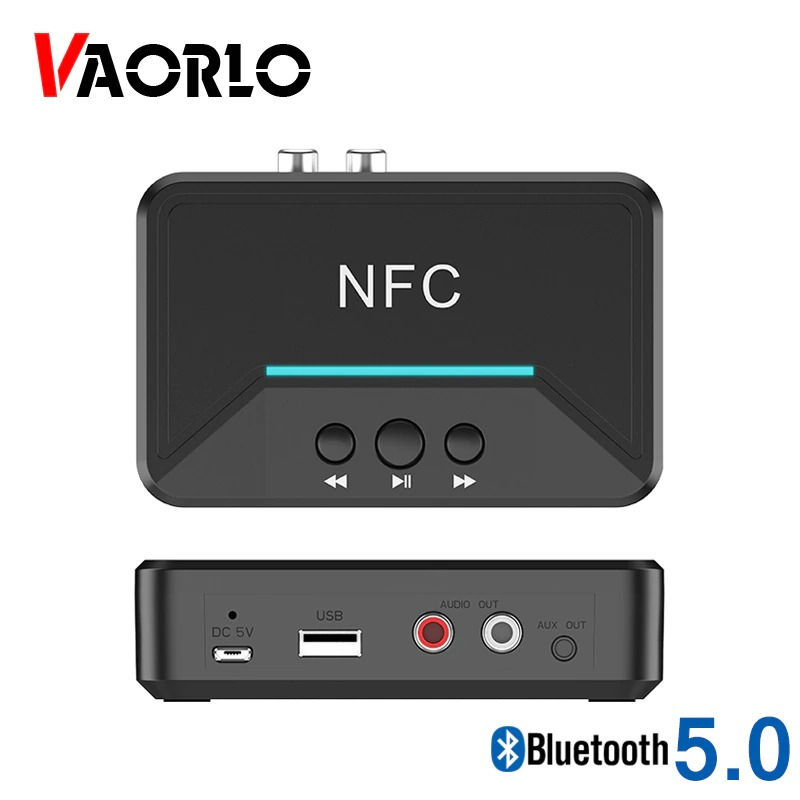 VAORLO Connector Audio Bluetooth 5.0 Receiver dengan NFC Stereo Car Kit Speaker - BT200 - Black - Au