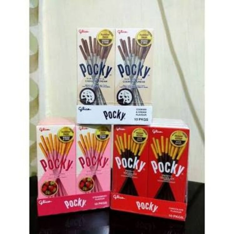 Glico Biscuit Pocky 1 box isi 10 pcs @22 gr chocolate, strawberry, cookies and cream