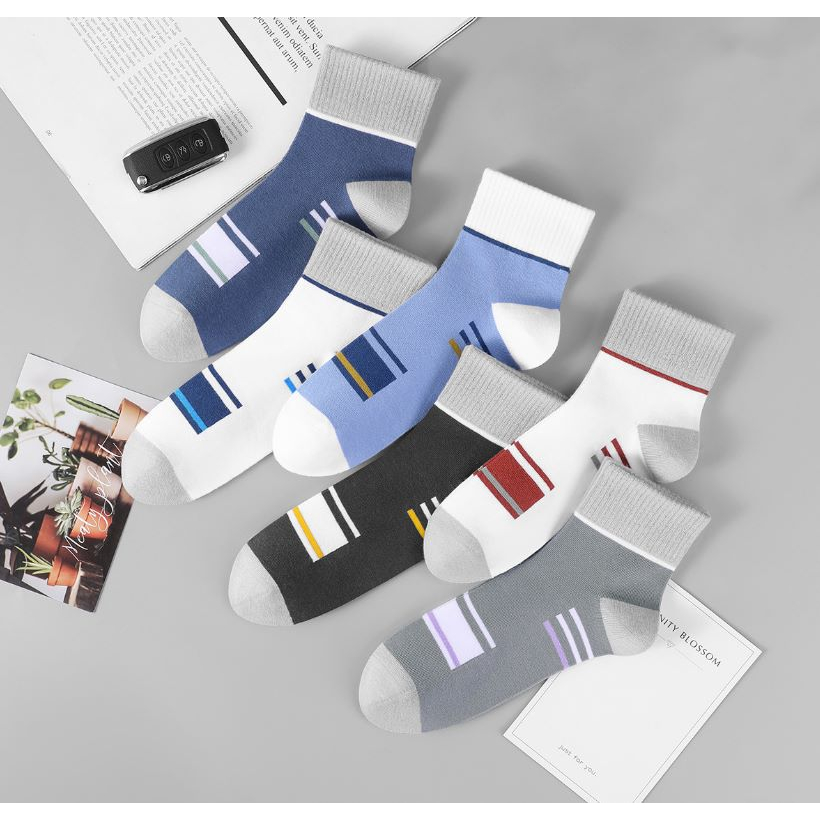 Kaos Kaki Pria High Quality Breathable Color Striped Socks SCH54