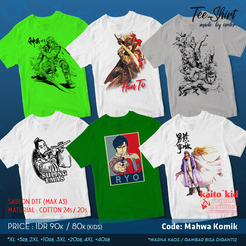 Kaos Kungfu Manhua Silat Komik Jadul Kungfu bisa custom desain bebas