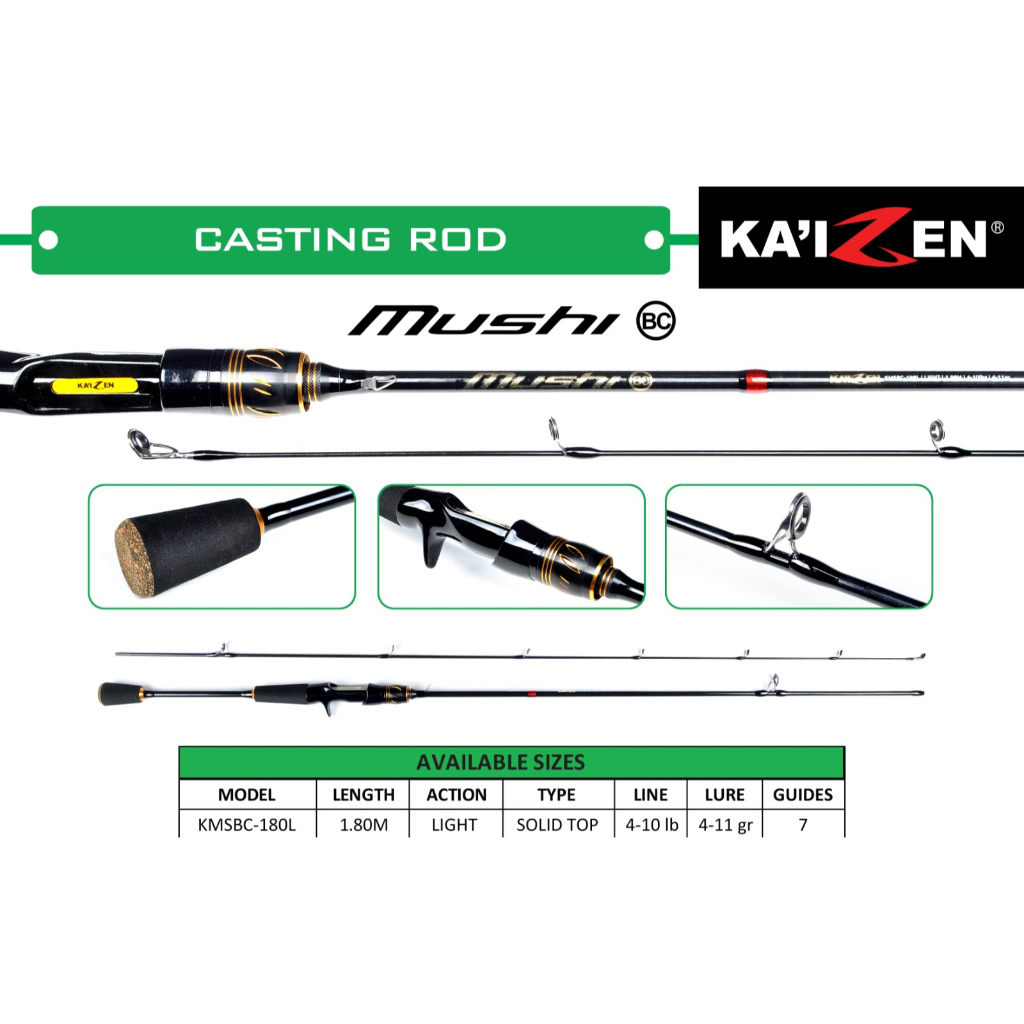 (TERMASUK PACKING PIPA) Joran Pancing Bait Casting/Joran BC Carbon Solid Murah Kaizen Mushi Washi