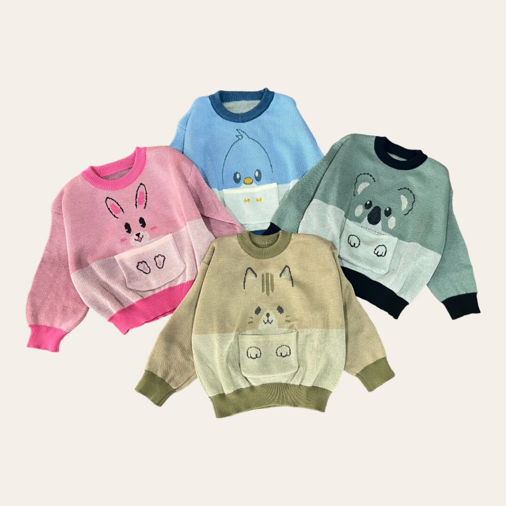 Sweater Pocket Animal / Sweater Anak Saku /  Sweater Animal Kids