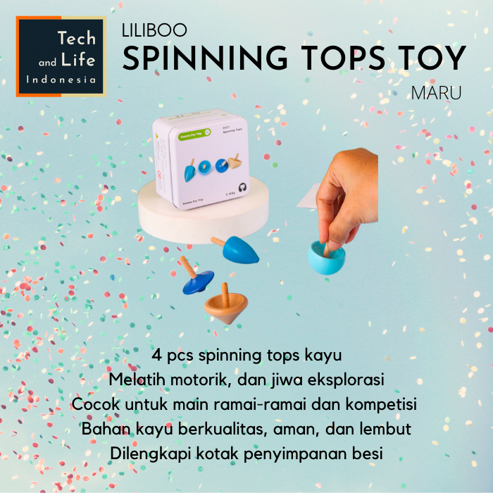 Mainan Edukasi Anak Montessori Kayu Spinning Tops Toy Mini Family Game