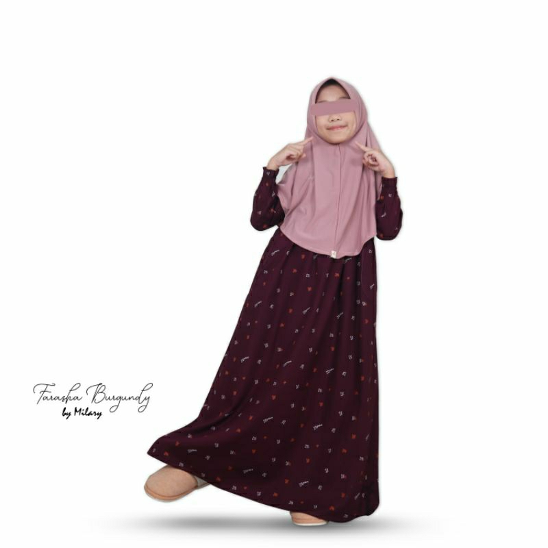 HOMEDRESS GAMIS DASTER BAJU MUSLIM ANAK MILARY MAROON HITAM NAVY PINK UNGU BIRU MERAH - KIDS (KATUN 