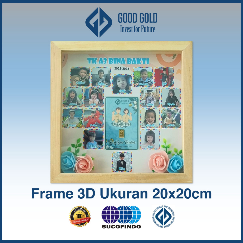 Frame 3D Logam Mulia uk 20x20/ Custom Frame/ Hampers/ Gift Box