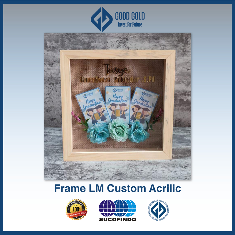 Frame 3D Custom Huruf Akrilik Logam Mulia/ Custom Frame/ Hampers/ Gift Box
