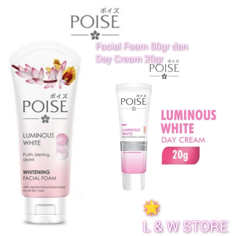 Poise Facial Foam 100gr dan Day Cream 20gr | Poise Day Cream SPF36++++ 20gr(2pcs)