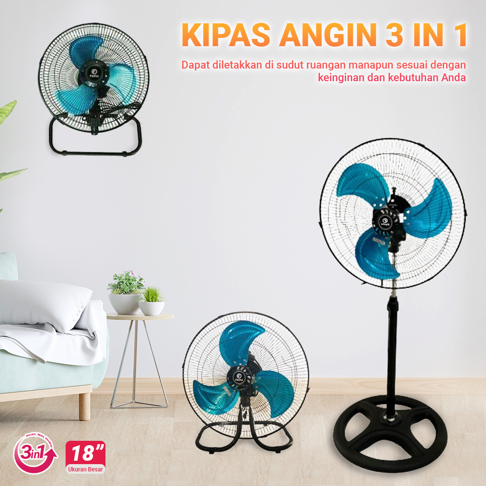 Kipas Angin Finito 3 in 1 Berkualitas Dan Murah 18 Inc/Kipas Angin Turbo 3 in1