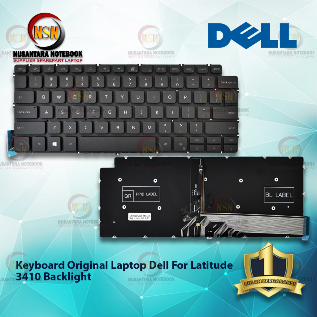 Keyboard Laptop ORI DELL for Latitude 3410 Backlight (Black)