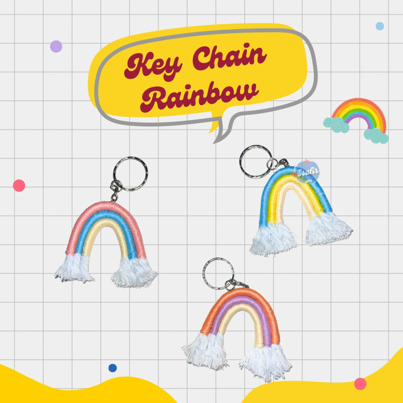 KEY CHAIN MACRAME RAINBOW | GANTUNGAN KUNCI MOTIF PELANGI MAKRAME
