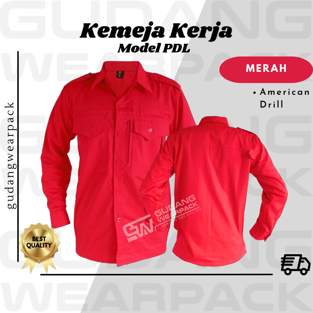 Gudang Wearpack - Kemeja PDL Baju Dinas Lapangan Warna Merah