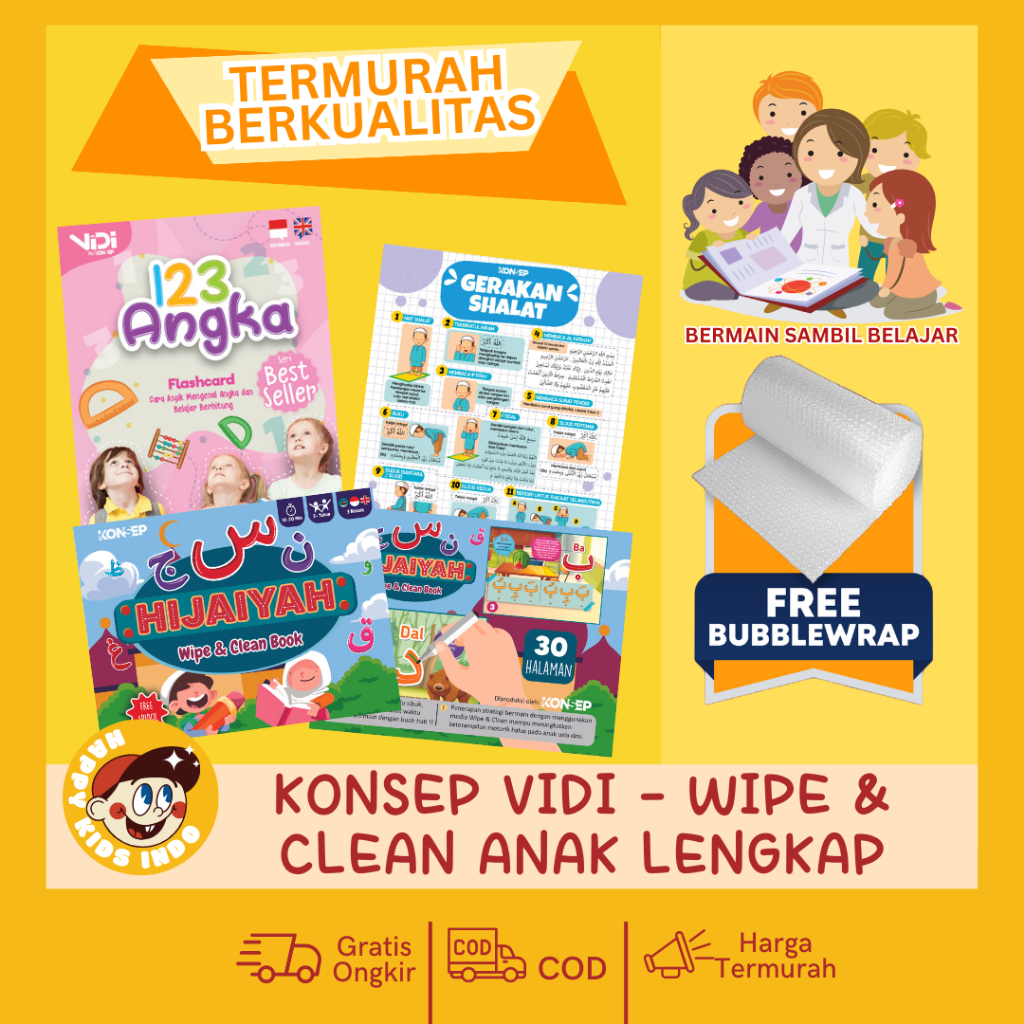 EDUKASI ANAK - WIPE & CLEAN EDUKASI ANAK - KARTU VIDI EDUKASI ANAK - POSTER GAMBAR DINDING BELAJAR A