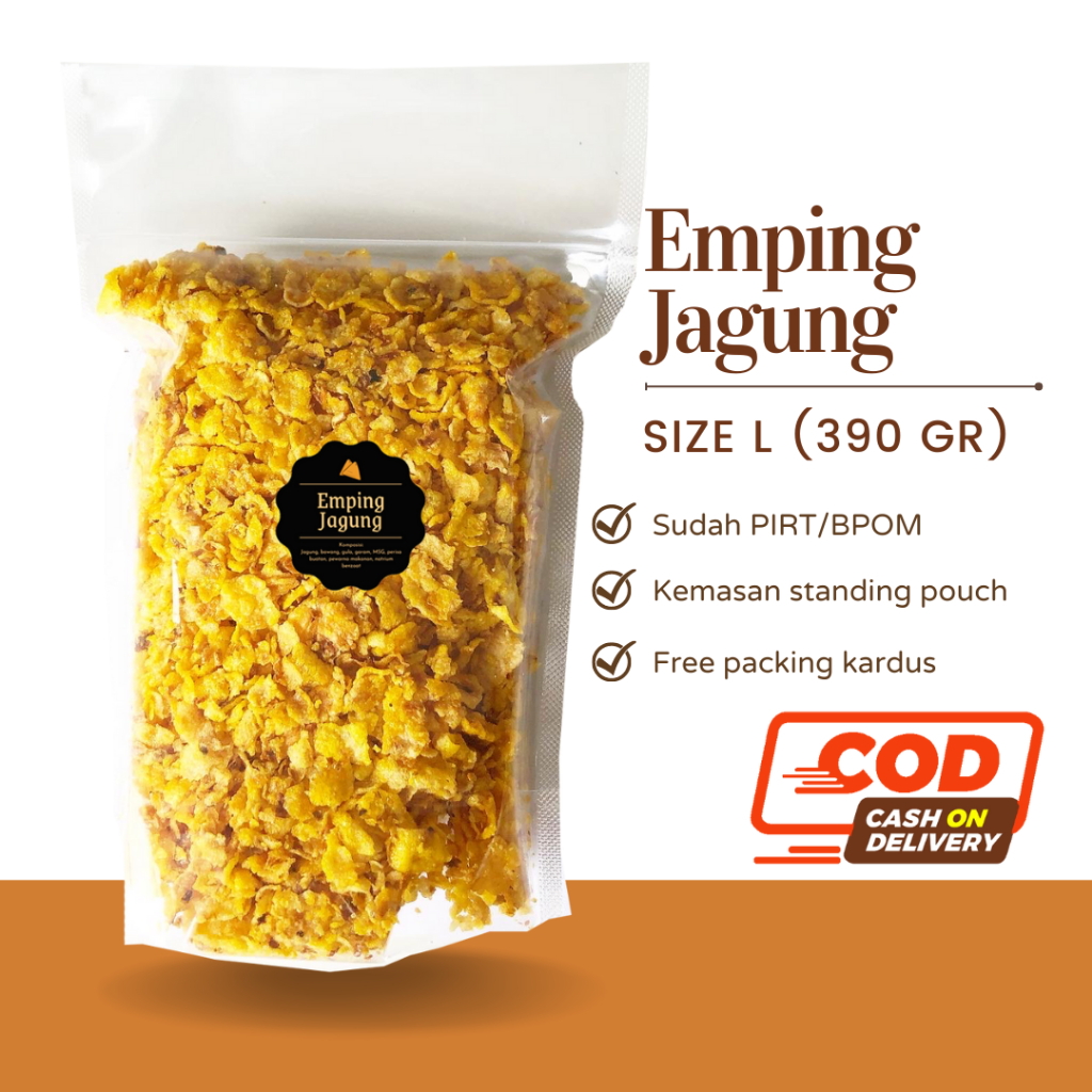 [DELISH SNACKS] Emping Jagung (L) 390gr / Snack Cemilan Camilan Enak Pedas Manis