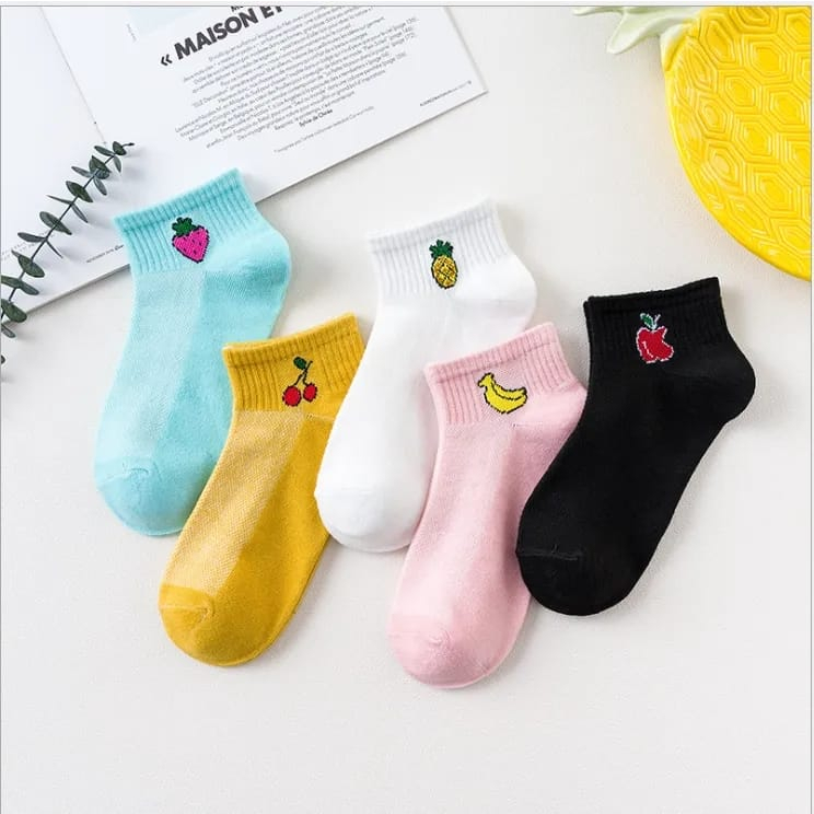 Kaos Kaki MOTIF BUAH Cute KaosKaki Pendek motif Buah Socks Fashion Wanita Korea