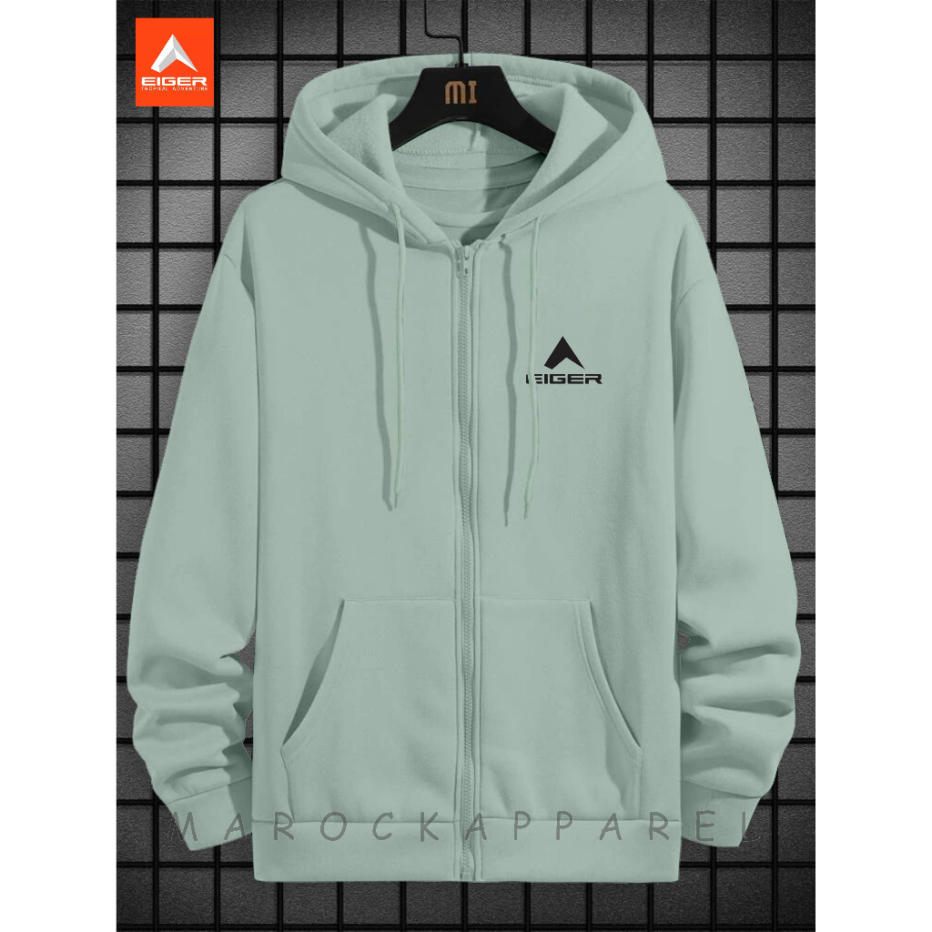 Sweater Hoodie Pria - Sweater Hoodie Distro Pria Zipper Logo Eiger