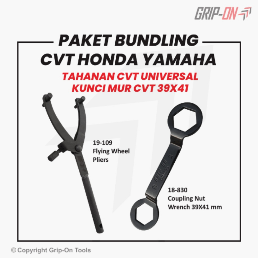 Grip On Paket Hemat Alat Buka CVT Flywheel + Kunci Block 39x41 Kunci Mur Tahanan CVT Universal Flying Wheel Pliers Coupling Nut Wrench