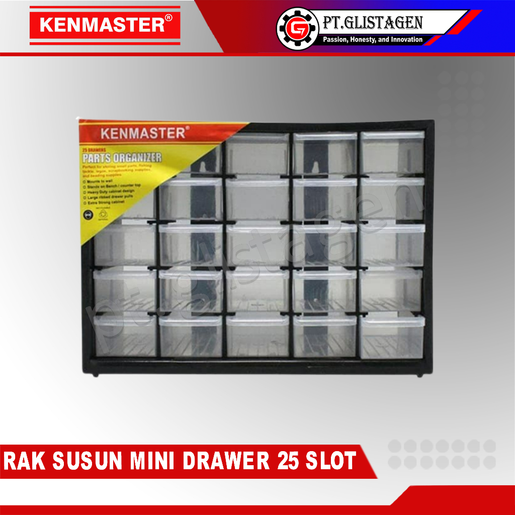 Kenmaster Rak / Kotak / Drawer Komponen 25 Slot Laci Partisi