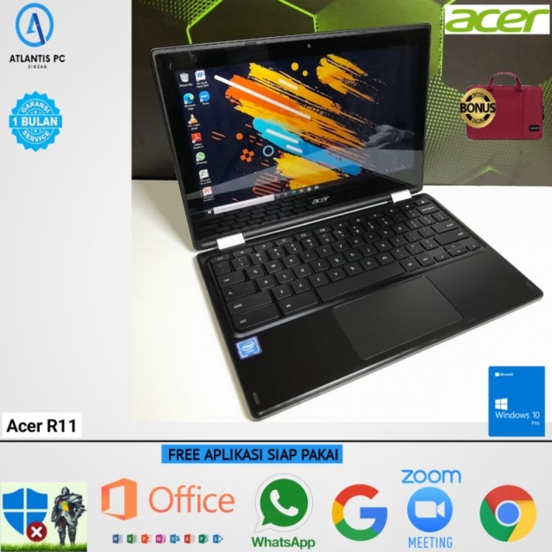 Laptop Acer R11 Ram 4GB SSD 128GB Touchscreen Flip Windows 10 SIAP PAKAI 