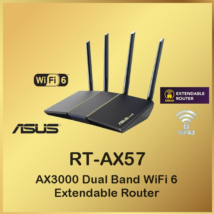 ASUS RT-AX57 AX3000 Dual Band WiFi 6 Extendable Router AX57