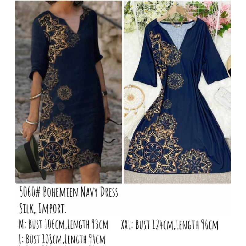 MDLV ~ 5060# Bohemien Navy Dress