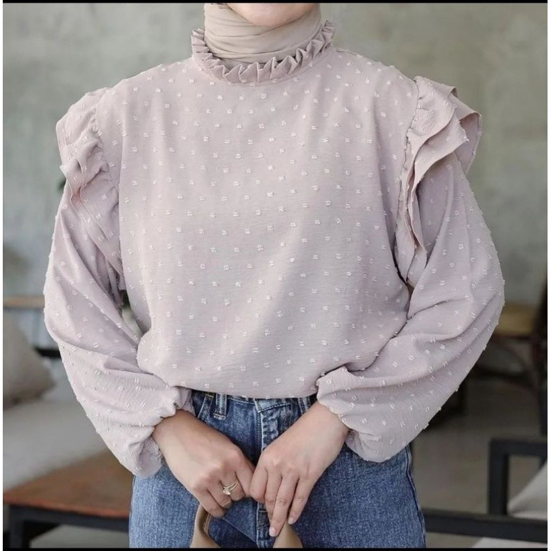 Rona Blouse Crinkle Uragiri Atasan Wanita Lengan Panjang OOTd Remaja Kekinian