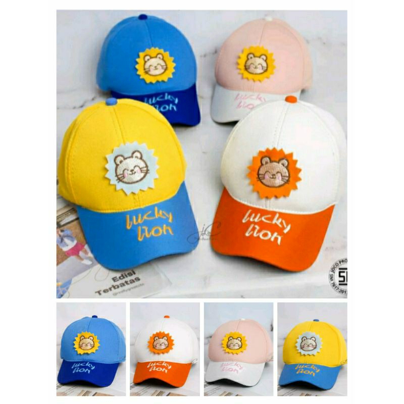 Topi Anak Anak Laki Laki Perempuan Lucky Lion premium usia 3-10 tahun