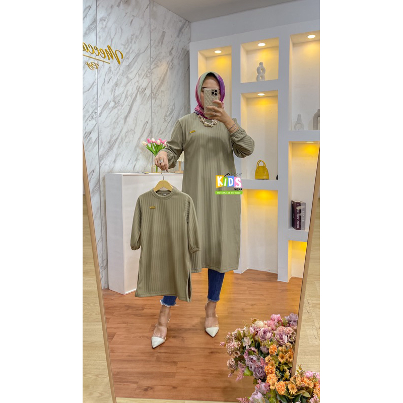 Long Tunik belah Knit Premium COUPLE MOMY N KIDS/Tunik basic Daily/ Tunik viral