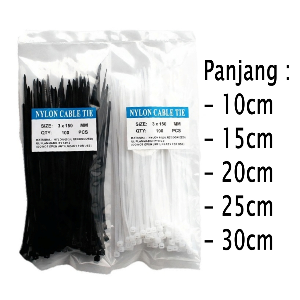 Kabel Ties Besar 30cm 20cm 10cm 15cm 25cm Hitam Putih 100pcs Kabel Tis Kecil