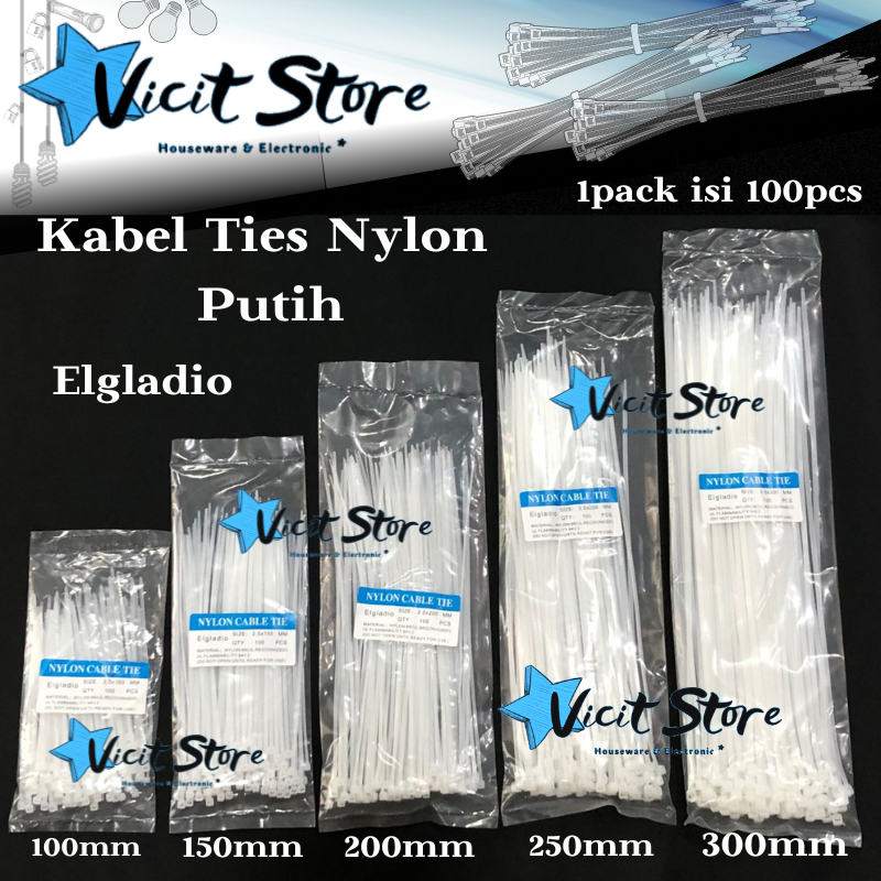 Kabel Ties Putih 10cm/ 15cm/ 20cm/ 25cm/ 30cm Harga 1pack isi 100pcs