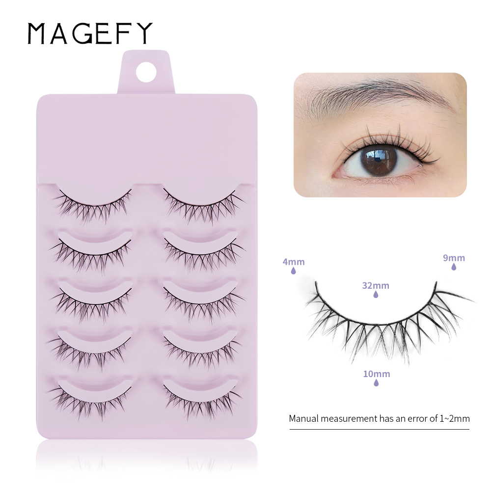 MAGEFY 5 Pasang Manga Bulu Mata Alami Asia Cosplay Bulu Mata Faux Mink Bulu Mata Jepang Korea Bulu Mata Palsu 1464