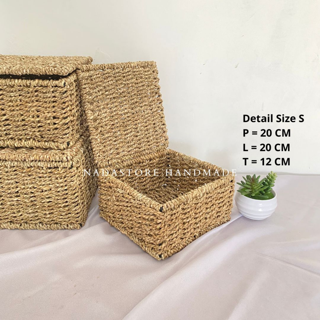 HAMPERS BOX / KOTAK PARCEL / KERANJANG  ANYAMAN SEAGRASS / HAMPERS SEAGRASS COVER