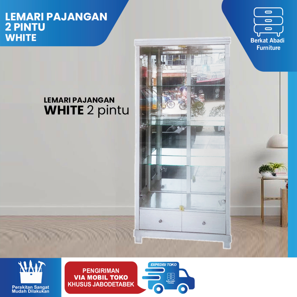 Lemari Pajangan / Lemari Hias / Lemari Kaca Minimalis Full Putih Murah