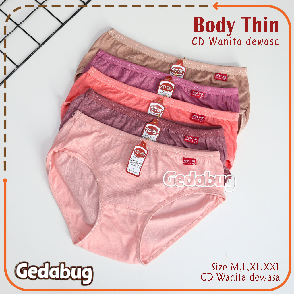 6 Pcs - CD Wanita Bodythin | Celana Dalam Murah Wanita Dewasa Body Thin - Gedabug