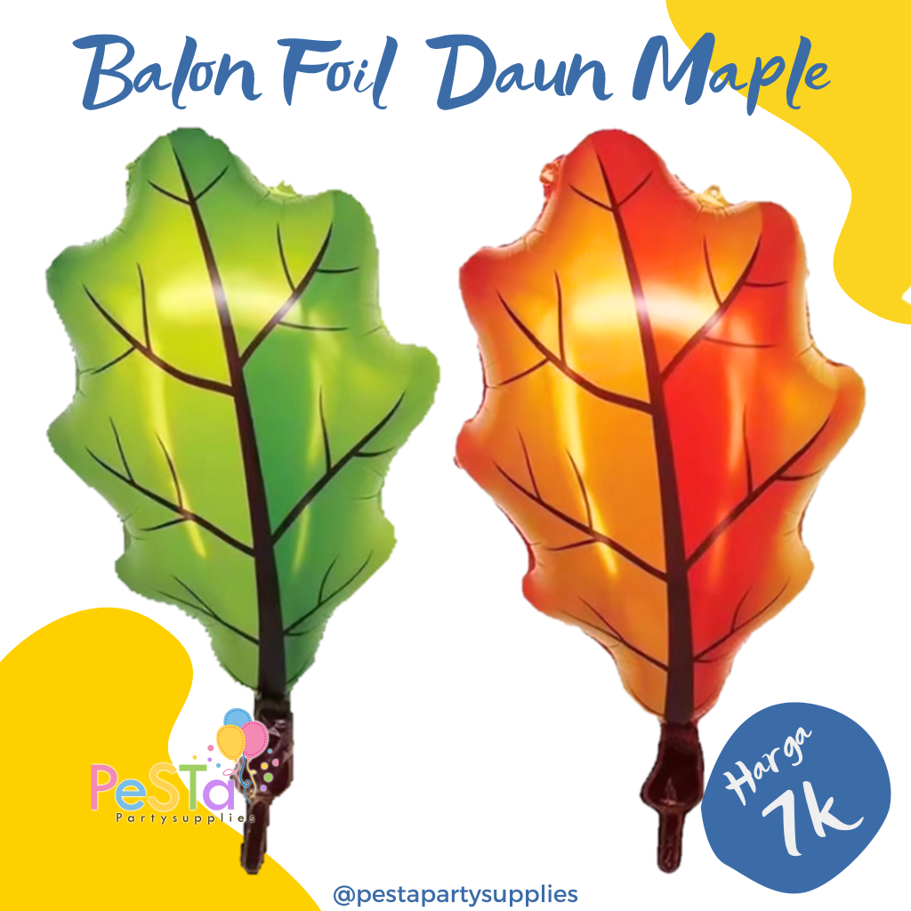 Balon Foil Daun Maple/Daun Kering-Daun Segar/Maple Leaf Balloon_PeSTa Party Supplies