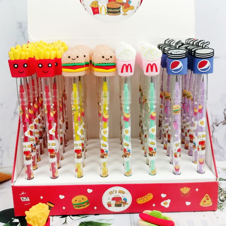 Pensil Susun MCD Burger Kentang Versi 2 / Pensil Sambung Makanan Lucu Favorit Anak / Pensil Susun Foodis Kekinian Best Seller bisa Grosir dan COD