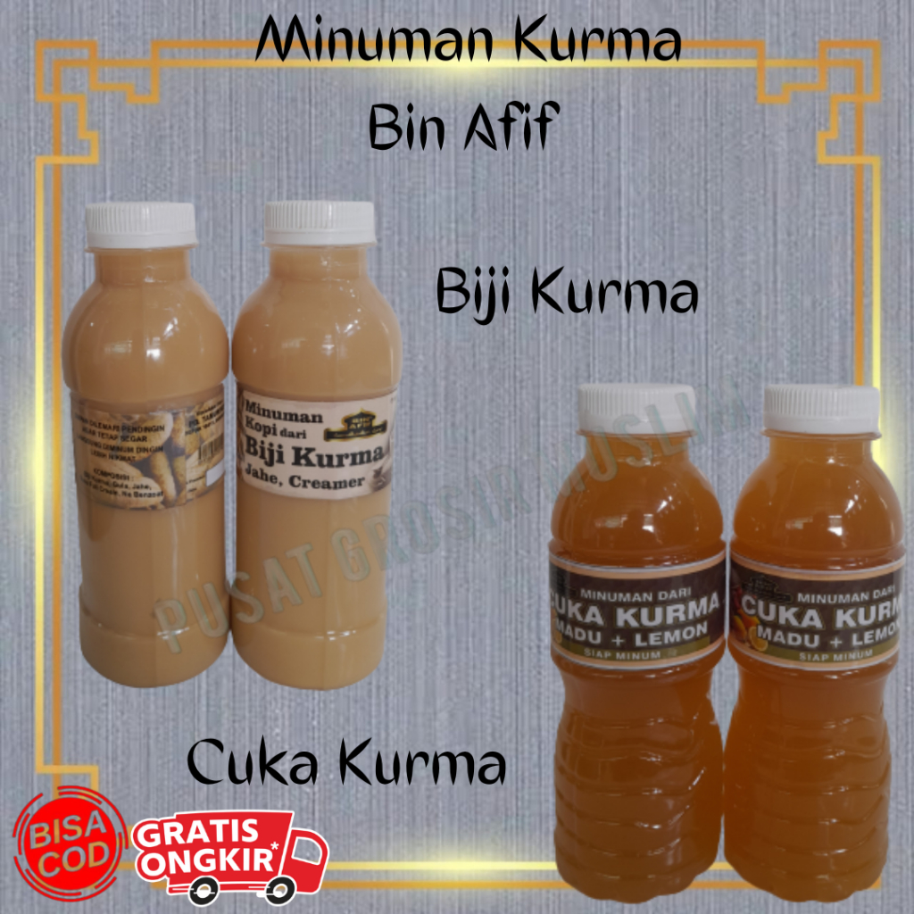 

Promo Minuman Cuka Kurma Dan Minuman Kopi biji kurma Dari BIN AFIF Siap Diminum Kemasan Botol Isi 200ml
