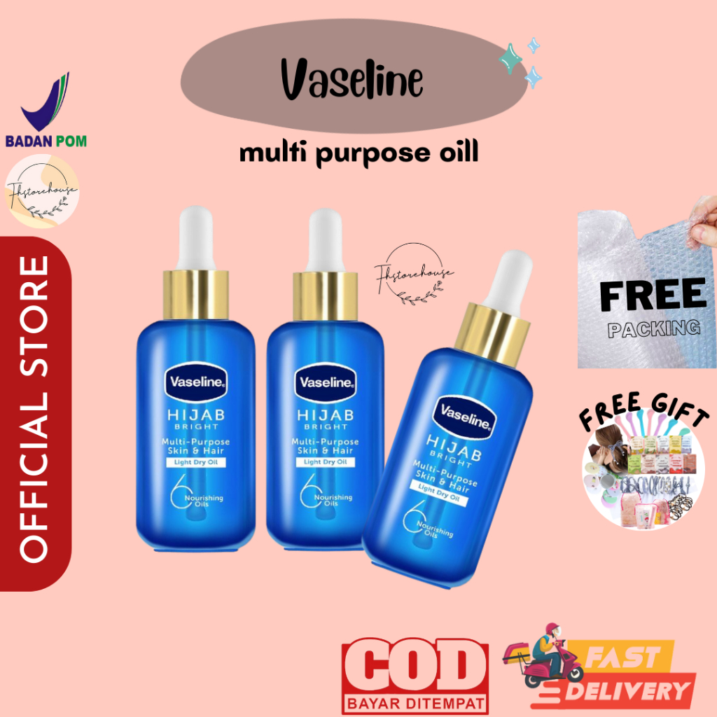 Vaseline Hijab Bright Multi-Purpose Skin &amp; Hair Light Dry Oil 85ml fhstorehouse