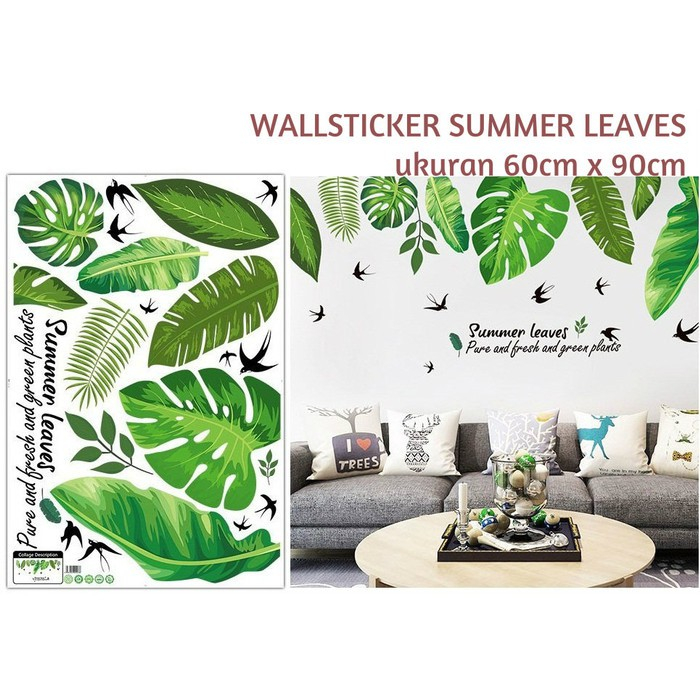 WALSTIKER WALSTICKER SETIKER STIKER STICKER WALLSTICKER DINDING TEMBOK KAMAR ANAK RUANG TAMU CAFEE CAFE MOTIF DAUN HIJAU SUMMER GREEN LEAVES D208 @banyak