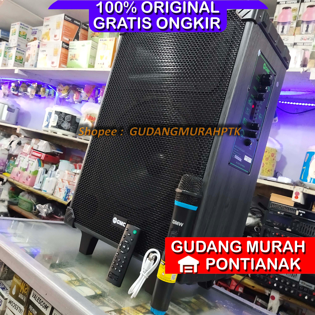 Salon Bluetooth GMC 12&quot; Mic Wireless JUMBO tanpa tali Speaker 883M 12 INCH Portabel Ampli Meeting