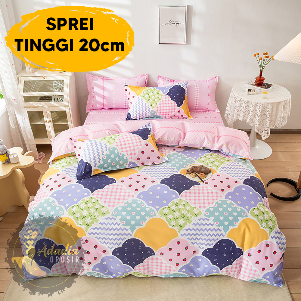 SPREI TINGGI 20 (BISA COD/GRATIS ONGKIR) (FREE SARUNG BANTAL DAN GULING) SPREI 120x200 160x200 180x200 HOMEMADE AESTHETIC SEPREI SEPRAI SPREI AESTHETIC HOMEMADE MOTIF KOTAK HITAM PUTIH TERBARU KHAKI BUNGA LUCY KARAKTER SUDUT KARET