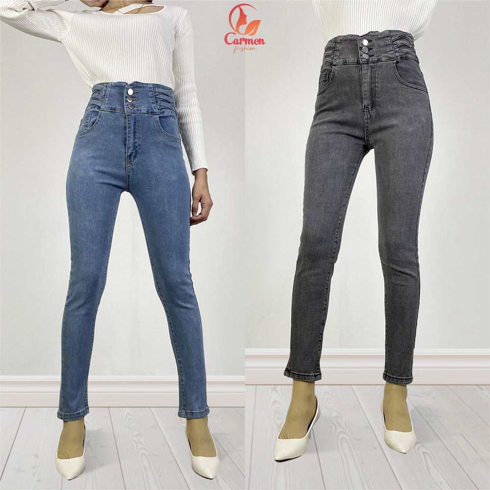 Celana Skinny Jeans Stretch Highwaist Wanita Model Tali Silang Samping  Fashion / Denim Ngaret Celan