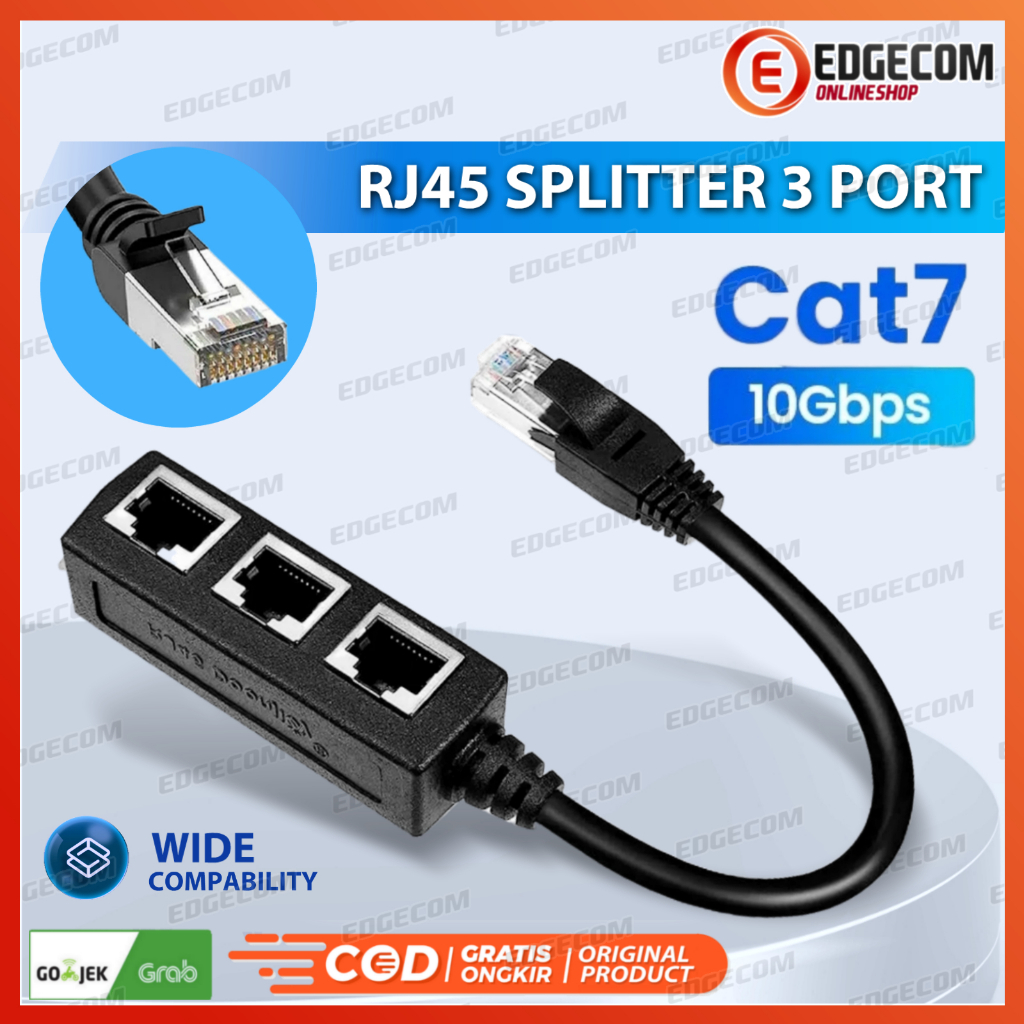 Ethernet RJ45 Splitter 1 Male to 3 Female Port Lan Cable