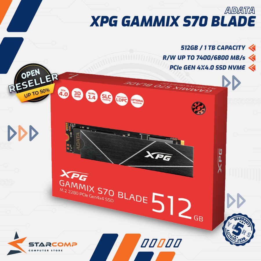 ADATA XPG GAMMIX S70 BLADE 512GB / 1TB / 2TB PCIE 4.0 SSD NVME S 70