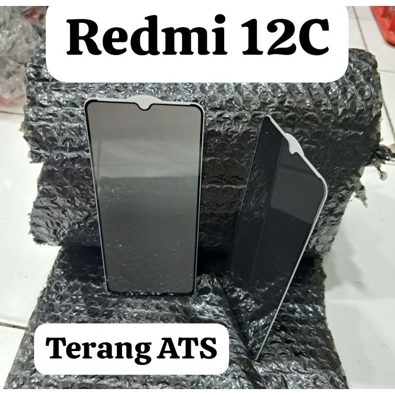Tempered Glass Spy Full Kaca Redmi 12C Melindungi Layar Hp Handphone Depan Tg Tempered Glass Privacy Anti-Spy Redmi 12C