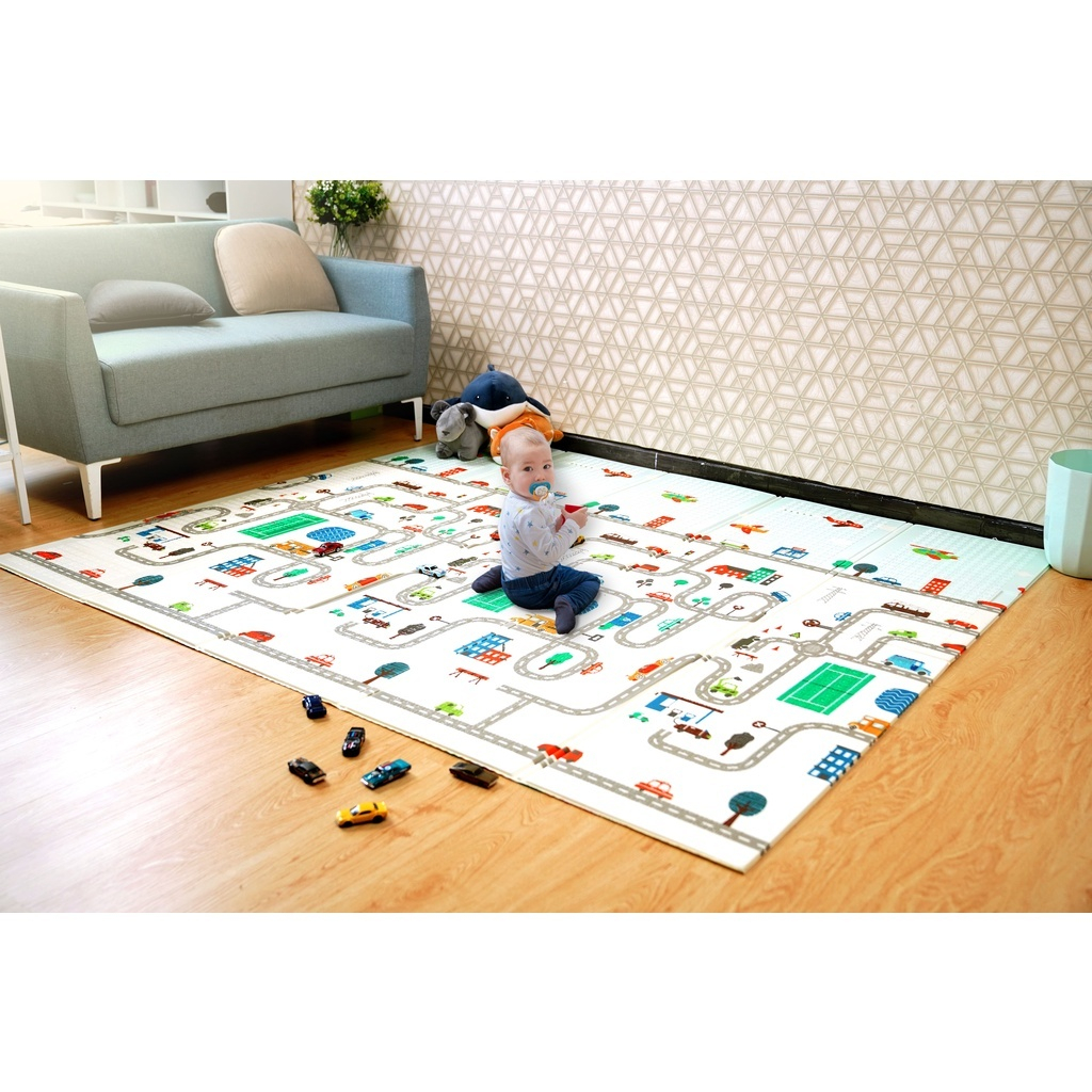 BONBOX High Quality XPE Foldable Karpet Lipat Playmat Bayi Karpet Bayi Matras Bayi Foam Lipat Nyaman Untuk Anak Warna Menarik dan Meningkatkan Sensorik Anak Elastis Alas Lantai Karpet Anak