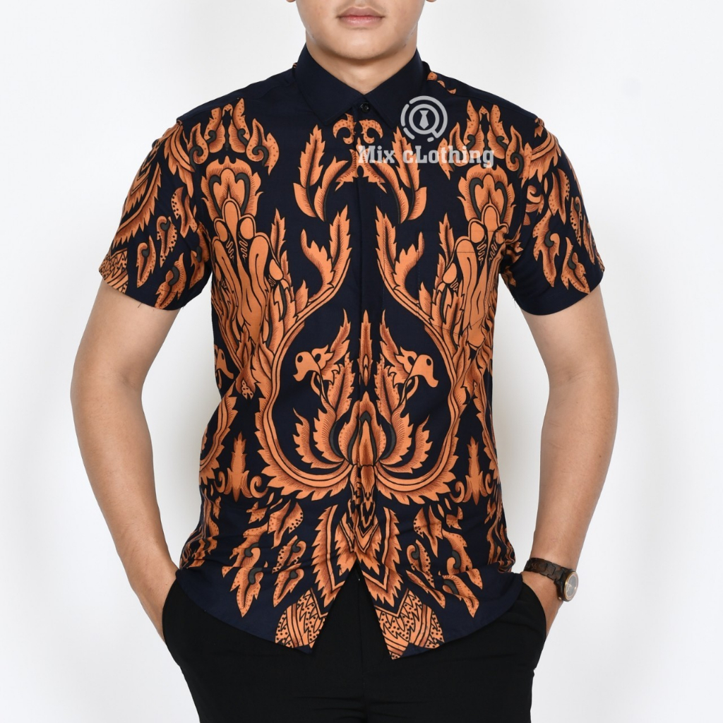 Baju Batik Pria Slimfit Kemeja Lengan Pendek Hem Slim Fit LBS 2109