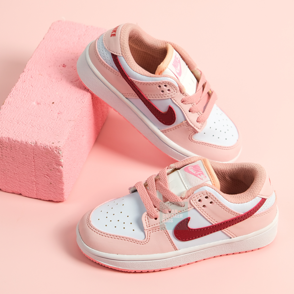 SEPATU ANAK PEREMPUAN SNEAKERS DUNK LOW PINK FOAM RED WHITE 26-35 - URBAN SNEAKER KIDS