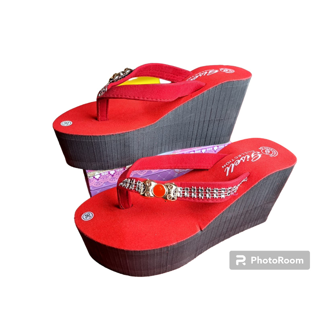 SANDAL WEDGES WANITA TINGGI 9CM MODEL PITA CANTIK