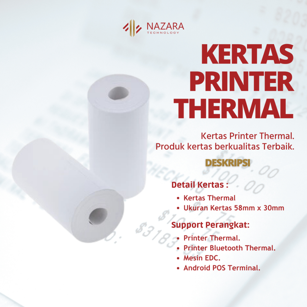

Kertas Thermal Printer 58mm x 30mm